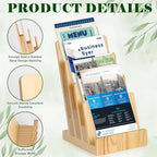 4 Tier Pine Wood Brochure Display Stand 6 x 9 inch Brochure Holder Pamphlet Display Stand for 5.5 x 8.5 inch 5 x 7 inch Booklets Menus Postcard Holder Multi Purpose Organizer - Image 3