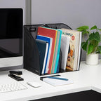 Mind Reader Vertical File Storage, Desktop Organizer, Workspace, Office, Metal Mesh, 6.25" L x 10" W x 12.5" H, Black (Pack of 4) - Image 6