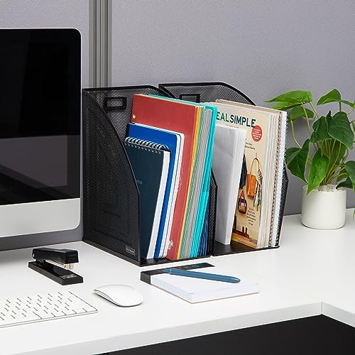 Mind Reader Vertical File Storage, Desktop Organizer, Workspace, Office, Metal Mesh, 6.25" L x 10" W x 12.5" H, Black (Pack of 4) - Image 6