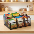 Snack Organizer for Pantry, Metal Mesh Storage Basket, Kitchen Counter Snack Box Tray, Drink Packet Holder, Tea Bag Organizer, Pantry Shelf Bin, Desk Drawer Rack for Coffee Bar, Home and Office - Image 6