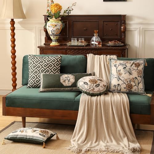 ISAENNE Vintage Linen Square Throw Pillow Cover,Set of 2,18"x18"-Murad A - Image 7
