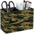 PU Leather Multi-Compartment Pen Holder Desktop Organizer Pencil Cup Storage Caddy for Office Home Supplies Hand Drawn Vintagel Pattern with Dragonflies And Olive Branches by Unknown