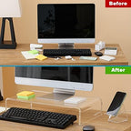 20"x10"x4" Acrylic Monitor Stand, Clear Laptop Riser with Bonus Phone Stand - Image 6
