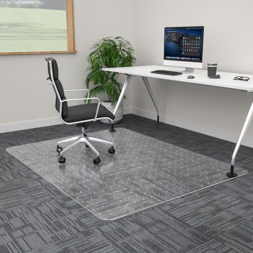 100pointONE Extra Large Office Chair Mat for Carpet, 45" x 53" Clear Desk Chair Mat for Low Pile Carpeted Floors- Easy Glide Plastic Floor Mat for Office Chair on Carpet by 100pointONE