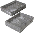 MyGift Ash Gray Wood Paper Tray Organizer, Stackable File Trays Set of 2 - Image 7