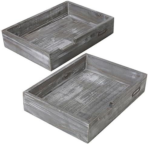 MyGift Ash Gray Wood Paper Tray Organizer, Stackable File Trays Set of 2 - Image 7