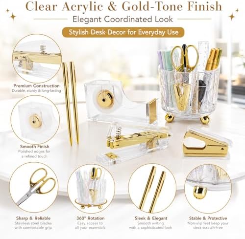 Office Desk Supplies Accessories for Women - 360-Degree Rotating Pen Holder - Image 4