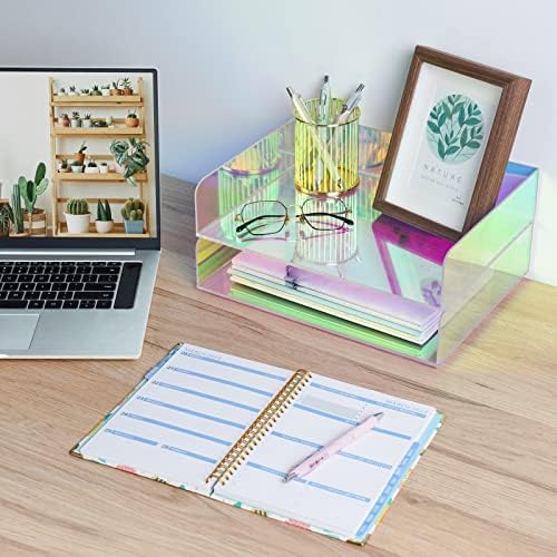 2-Tier Letter Tray Stackable Acrylic Desk Organizer File Holder - Image 7