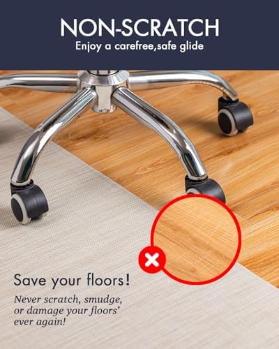 BARoyal Office Chair Mat for Hardwood Floor Under Desk Computer Rolling Chair Mat for Wood/Tile Floor Non-Slip Heavy Duty Desk Rug PVC Plastic Hard Floor Protector 30" x 48"(Parchment) - Image 2
