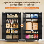 72"Black Metal Kitchen Storage Cabinets Freestanding Garage Storage Cabinet - Image 5