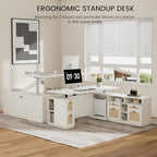 ModernMate 71" Executive Standing Desk with Privacy Panel, White Rattan - Image 5
