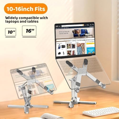 MOALLIA N86 360 Rotating Laptop Stand for Desk with Locking Knobs, Silver - Image 6