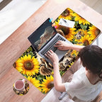 Mouse Pad,Large Desk Mat Set, 4in1 XL Mousepad + Keyboard Wrist Rest+Mouse Wrist Rest+Coaster with Ergonomic Desk Pad for Home Office Table Computer Cover -Highland Cow Sunflower - Image 7