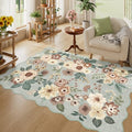 DUKINO 4x6 Area Rug, Non Slip Floral Washable Living Room Rug, Sage Green by DUKINO