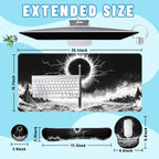 Fantasy Sword Desk Mat Set Dark Eclipse Ocean Storm Mouse Pad with Wrist Rest 4in1 Desk Mat for Desktop Ergonomic Computer Desk Arm Wrist Anti-Slip Computer Ergonomic Mouse Pad Home Office Gaming - Image 2
