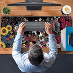 TGFEWYTJYJ Extended Gaming Mouse Pad,Memory Foam Ergonomic Keyboard Mouse Wrist Rest Support Set,Large Desk Mat with Stitched Edges,Non-Slip Base Mousepad Home Office,Flower Skull - Image 7