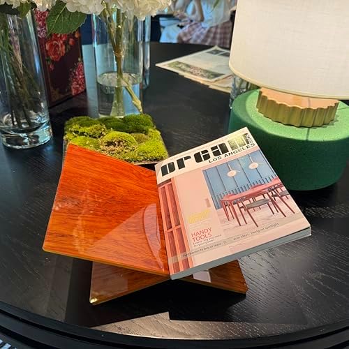 Wood Grain Acrylic Book Stand, X-Shaped Open Book Display Stand & Cookbook Holder for Kitchen Counter, Coffee Table, Bible, Quran, Magazines, Textbooks, Recipes - Image 2