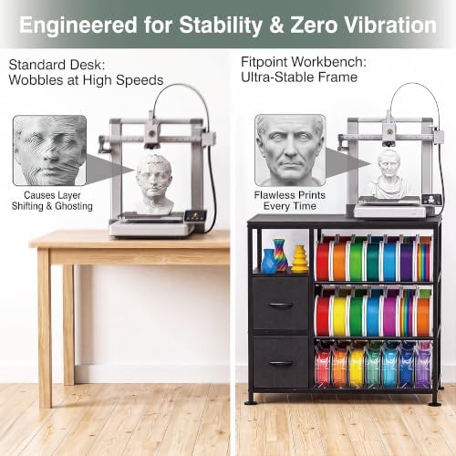 3D Printer Stand Table with Filament Accessories Storage Rack & Drawer - Image 2