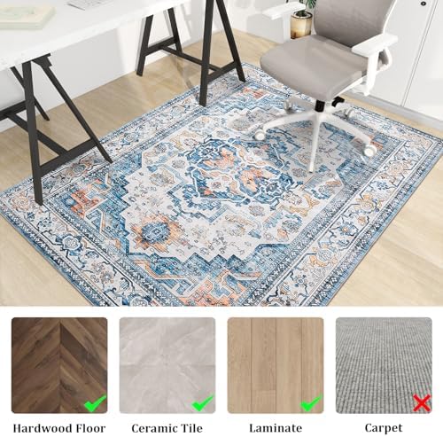 chakme Office Chair Mat for Hardwood Floor, 60"x45" Easy Glide Computer Desk Mat Protector for Rolling Chair Under Desk Rug Nonslip Backing, Machine Wash, (Boho) - Image 3