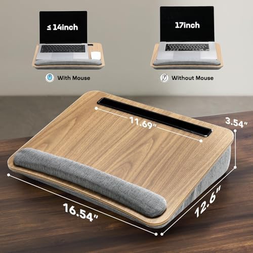 HUANUO Laptop Lap Desk with Cushion, Fit up to 15.6" Laptops, Woodgrain - Image 4