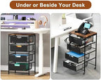 EasyPAG Rolling Storage Cart with 4 Drawers, Under Desk File Cabinet on Lockable Wheels, Moviable Hanging File Folder Organizer with Wooden Printer Stand for Home Office - Image 3