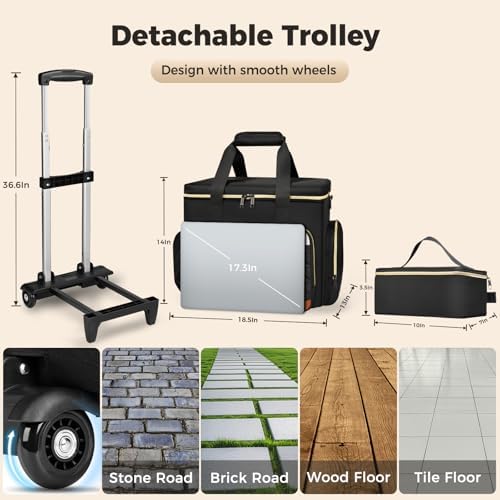 Ytonet Rolling Teacher Bag with Wheels, 15.6" Rolling Cart for Teachers - Image 5
