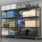 4 Tier Storage Racks Shelving, Heavy Steel Pantry Shelves, Adjustable Wire Shelving Rack with Wheels, Suitable for Garage, Kitchens, Bathroom, Offices, 55" W x 23.6" D x 75.6" H, Black - Image 6