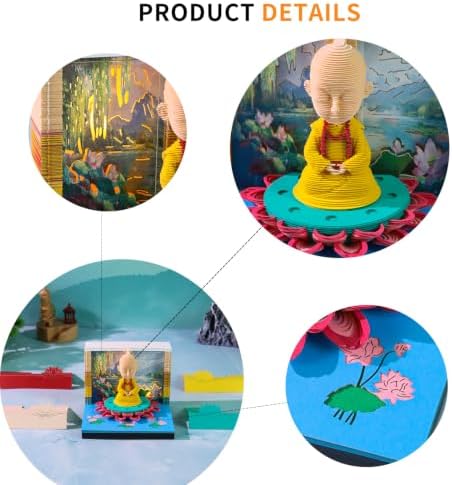3D Memo Pad, 3D Calendar 2027, Time Piece Calendar, Tear-Off Calendars 2027, 3D Paper Carving Art Memo Pad, Art Carving Sticky Notes for Office Home Gifts Ornaments (Lotus Monk) - Image 5