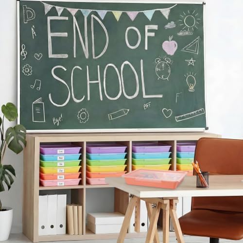 Tinlade 24 Pcs Classroom Paper Storage Bins with Lids, Macaron, 13x10in - Image 4