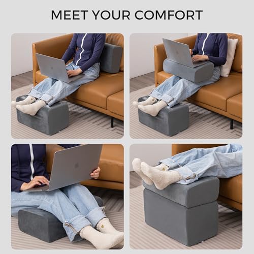 Ganondorf Foot Rest for Under Desk at Work Adjustable Foot Rest Under Desk Ergonomic Foot Stools for Under Office Desk Leg Pillow for Underdesk Footrest with Washable Cover, Grey - Image 5
