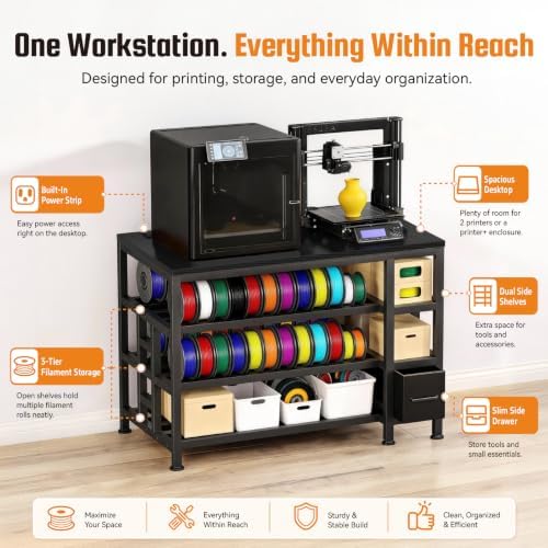 3D Printer Stand with Storage, Filament Storage, Carbon Fiber Finish - Image 5