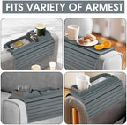 Bamboo Couch Cup Holder, 2 Cork Coasters, Anti-Slip Foldable Couch Arm Tray - Image 5