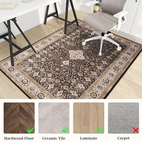 Office Chair Mat for Hardwood Floor, 48"x36" Easy Glide Computer Desk Mat Protector for Rolling Chair Under Desk Rug Nonslip Backing, Machine Wash (Modern) - Image 3