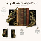 Dragon Bookshelf Decor, Gothic Fantasy Bookends - Image 3