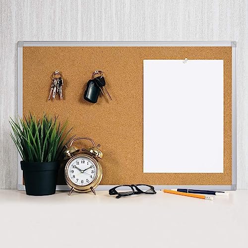 2-Pack Cork Board Bulletin Board 20 x 30 Inches, Silver Aluminium Framed Corkboard, Office Board for Wall Cork, Large Wall Mounted Notice Pin Board with 32 Pins - Image 2