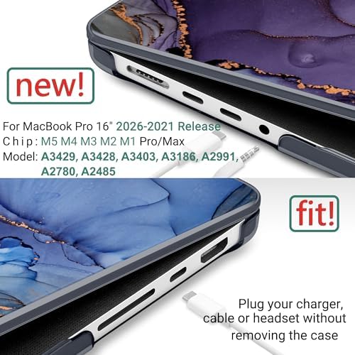 DONGKE Compatible with MacBook Pro 16 Inch Case (2026-2021 Release, M5 M4 M3 M2 M1 Pro/Max Chip), Plastic Hard Shell Cover with Keyboard Cover & Screen Protector for MacBook Pro 16", Abstract Marble - Image 2