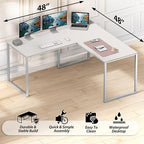 SHW Mission 48 x 48 L-Shape Home Office Computer Desk, White - Image 5