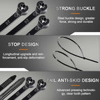 Blulu 15 Inch 400 Pcs Black Cable Ties with Metal Tooth Self Locking - Image 3