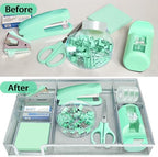 Green Office Desk Accessories Set with Stapler, Tape Dispenser and More - Image 5