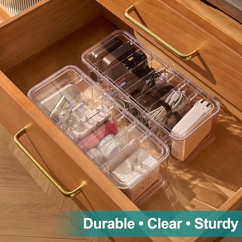 Cord Organizer Box 2 Pack – Clear Cable Organizer with Adjustable Dividers, Fits Up to 10ft Cables, Cord Storage Organizer for Chargers & Tech Accessories – Includes 16 Velcro Ties - Image 7