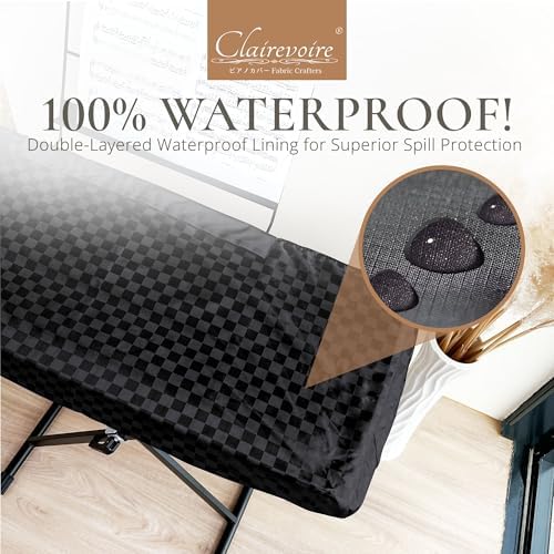Clairevoire Waterproof Keyboard Piano Cover Cloth for Yamaha DGX670, DGX660, DGX650, Keyboard Covers for Digital Piano, Electric Piano Protection, Weighted Keyboard Piano 88 Keys - DGX670,Ebony Black - Image 5