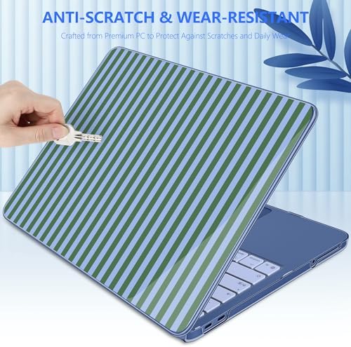 for MacBook Neo 13 inch Case 2026 (Model A3404, A18 Pro) Precision Fit & Scratch Unique Design Hard Shell, Keyboard Cover, Trackpad Protector, 2 OTG Adapter, for Women Cute, Green Stripes - Image 7