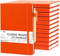 12 Pack Notebooks Journals Bulk with 12 Black Pens, Feela A5 Hardcover Notebook Classic Ruled Journal Set with Pen Holder for School Business Work Travel Writing, 120 GSM, 5.1”x8.3”, Orange by feela