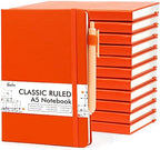 12 Pack Notebooks Journals Bulk with 12 Black Pens, Feela A5 Hardcover Notebook Classic Ruled Journal Set with Pen Holder for School Business Work Travel Writing, 120 GSM, 5.1”x8.3”, Orange by feela