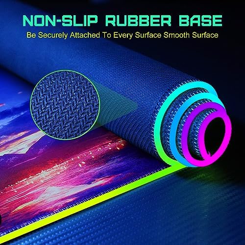 GIM Wireless Charging RGB Gaming Mouse Pad 15W, LED Mouse Mat 800x300x4MM, 10 Light Modes Extra Large Mousepad Non-Slip Rubber Base Computer Keyboard Mat for Gaming, MacBook, PC, Laptop, Desk（Sunset） - Image 6