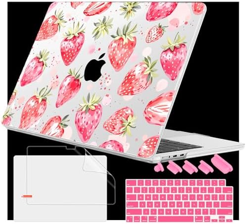 Case for 2026/2025/2024/2023 MacBook Air 15-inch Laptop Release M5 A3448 /M4 A3241 /M3 A3114 /M2 A2941, Stylish Protective Hard Shell Cover for MacBook Air 15.3 inch, Strawberries by WelcomeViseNewitems