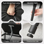 Adjustable Ottoman Pouf, 60 Degree Tilt Footrest, Black Synthetic Leather - Image 3
