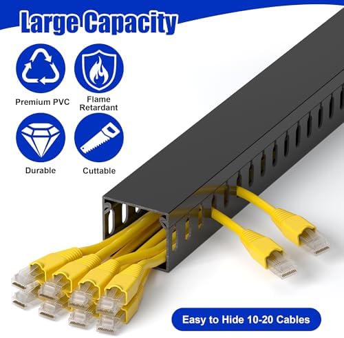 1.4"H x 1.6"W Cable Raceway, 12ft Under Desk Wire Management Channel, Black - Image 3