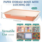 Tinlade 24 Pcs Classroom Paper Storage Bins with Lids, Boho, 13x10in - Image 3
