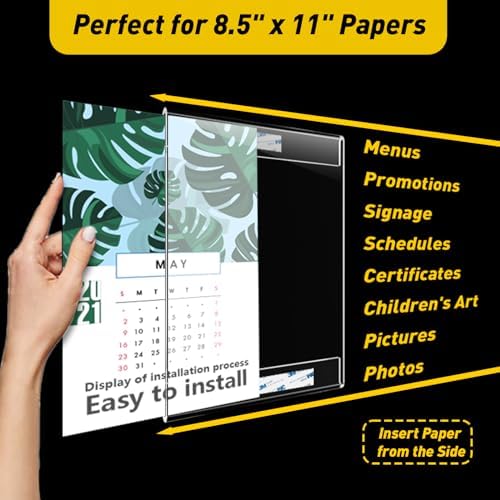 12 Pcs Acrylic Sign Holder 8.5 x 11, Vertical Wall Mount Sign Holders - Image 5